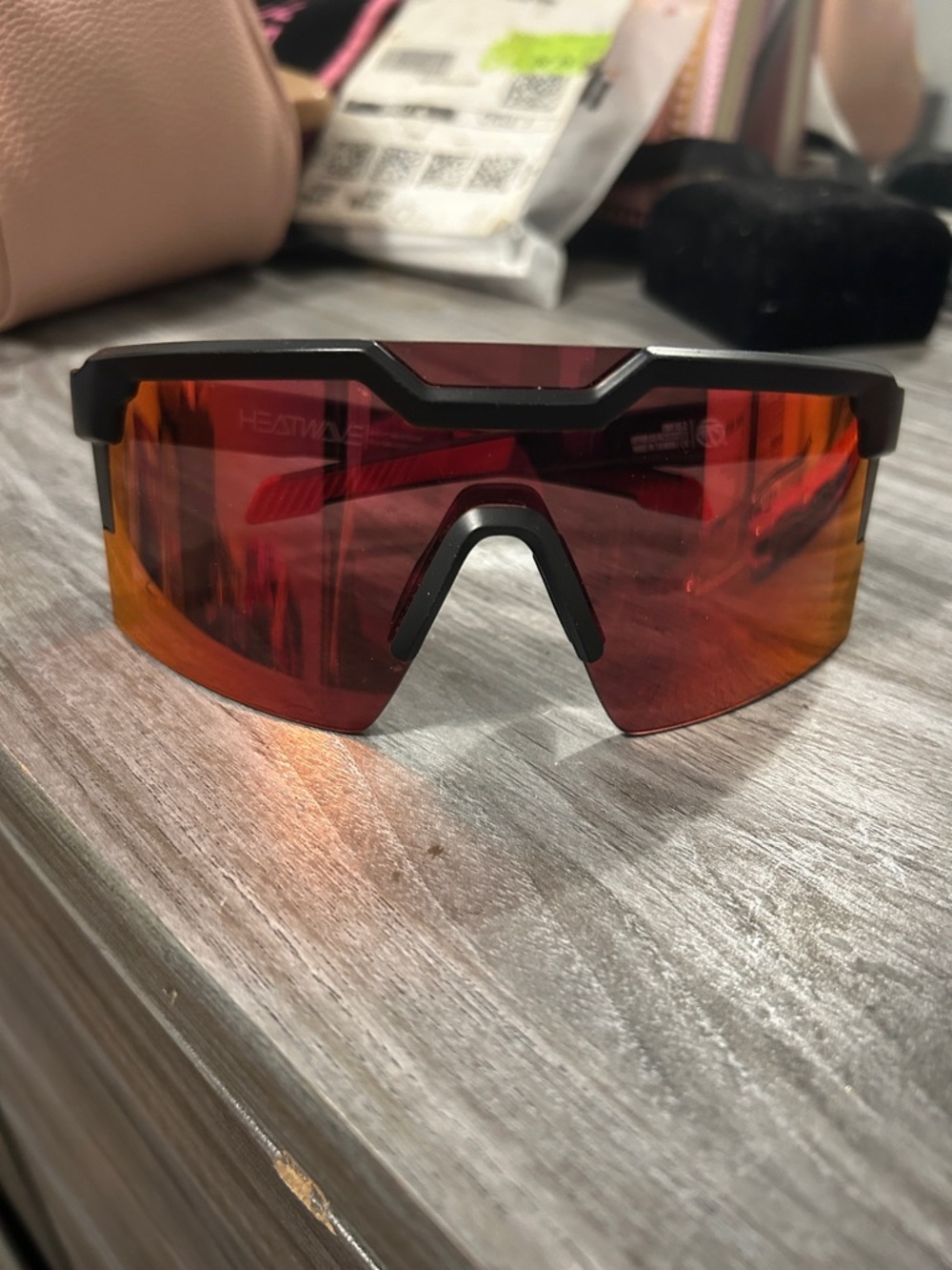 Mirrored Red Shield Sports Sunglasses